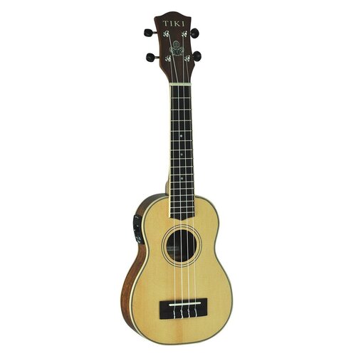 Tiki 6 Series Spruce Solid Top Electric Soprano Ukulele with Hard Case in Natural Satin
