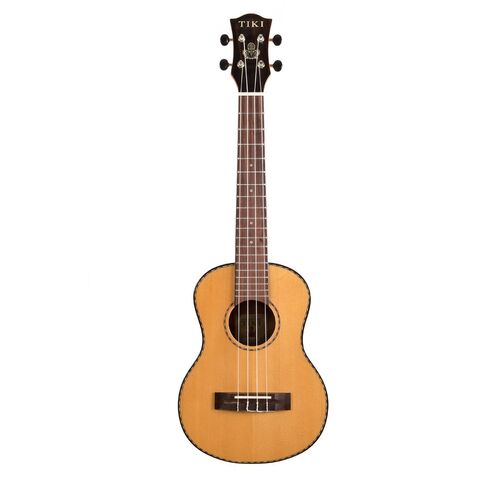 Tiki 22 Series Spruce Solid Top Tenor Ukulele with Hard Case in Natural Gloss