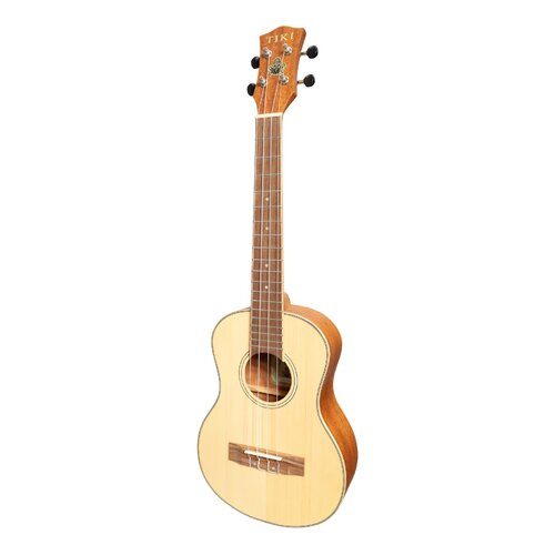 Tiki 6 Series Spruce Solid Top Tenor Ukulele with Hard Case in Natural Satin