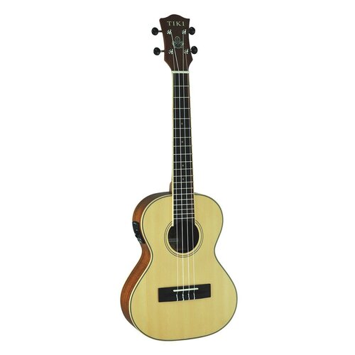 Tiki 6 Series Spruce Solid Top Electric Tenor Ukulele with Hard Case in Natural Satin