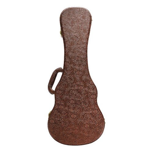 Tiki Deluxe Shaped Concert Ukulele Hard Case in Paisley Brown