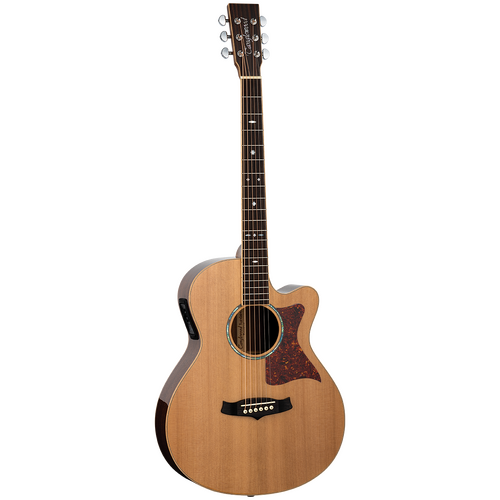 Tanglewood TW45RE Sundance Reserve All Solid Superfolk C/E Natural Cedar Top Guitar with Case