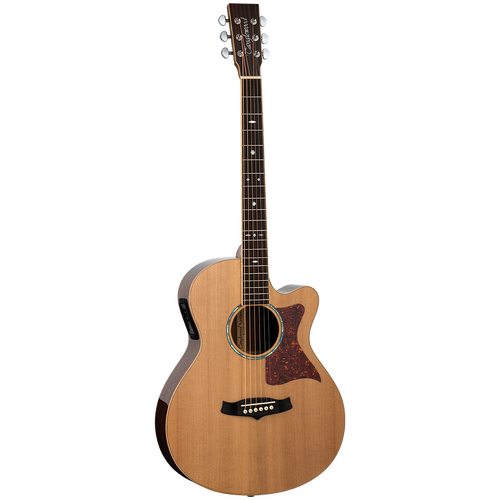 Tanglewood TW45RE Sundance Reserve All Solid Superfolk C/E Natural Cedar Top Guitar with Case