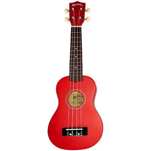 Kealoha Wooden Coloured Series Soprano Ukulele with Bag in Red Finish