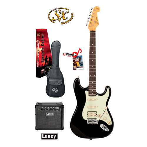 SX Vintage Style HSS Electric Guitar & Laney Amplifier Package