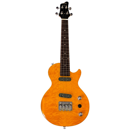 Vorson LP Style Solid Body Electric Ukulele in Quilted Orange