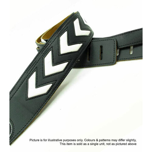 Vorson Black Leather Guitar Strap with White Arrows