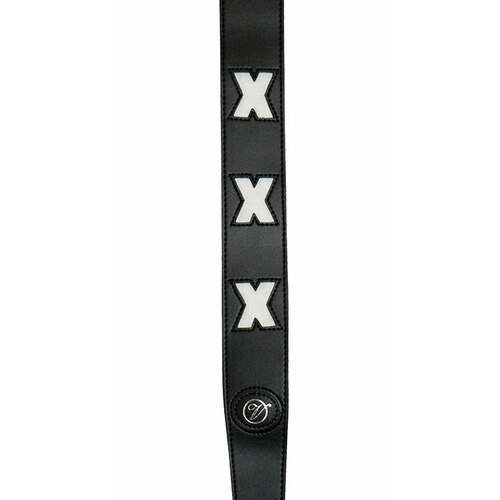 Vorson Black Leather Guitar Strap with X-Design Cutouts