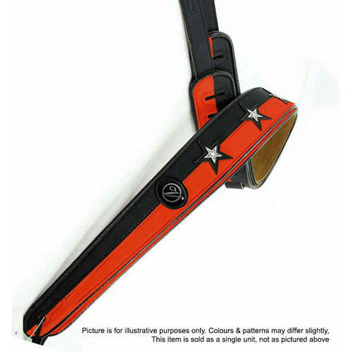 Vorson Black & Red Leather Guitar Strap with White Stars