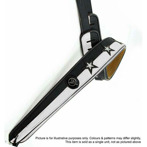 Vorson Black & White Leather Guitar Strap with White Stars