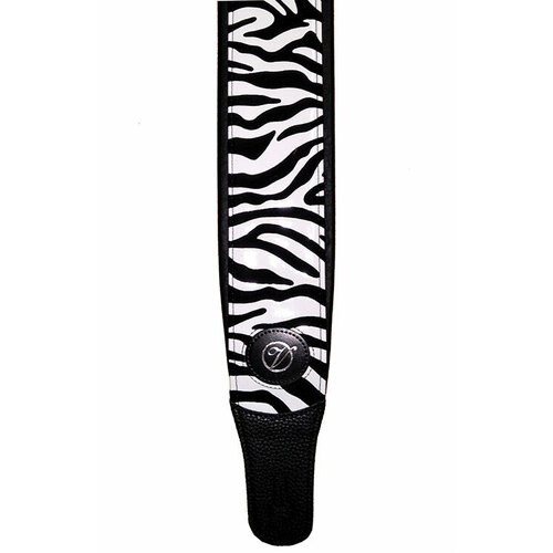 Vorson Black Leather Guitar Strap with Zebra Pattern